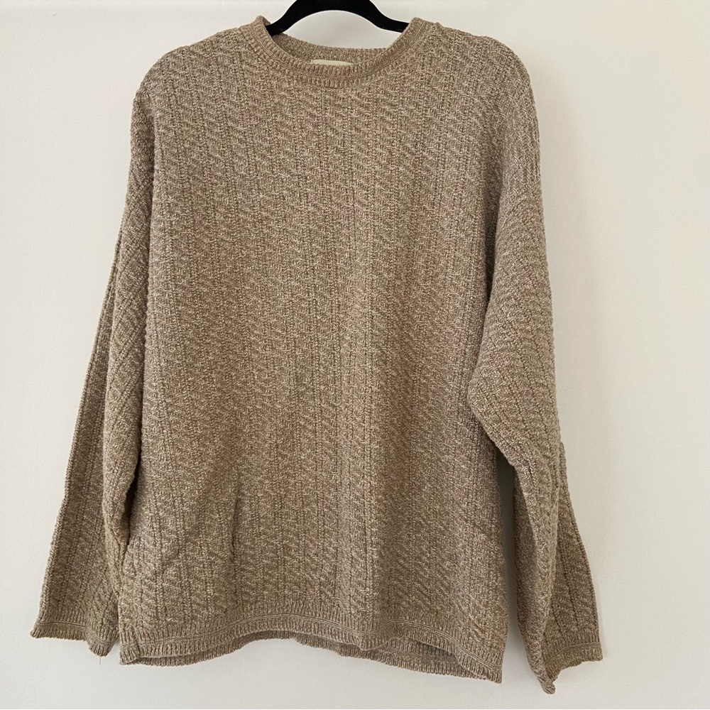 Crossings Cable Knit Sweater Men’s Large Beige Grandpacore Golf Fisherman Dad